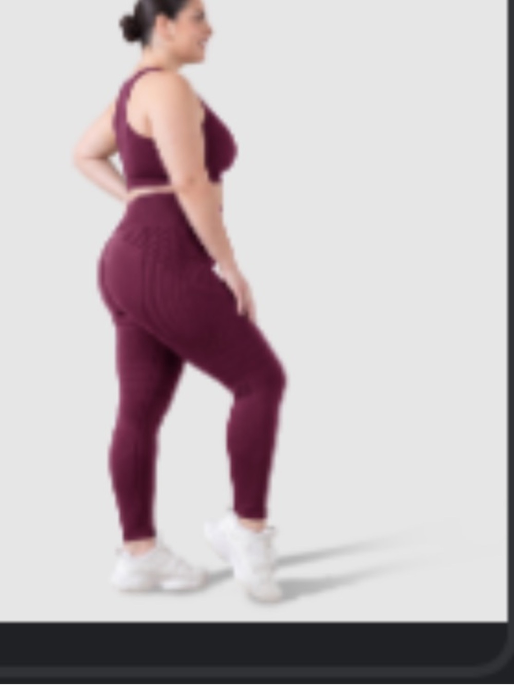 Plus Size Ribbed High-Waist Leggings in Burgundy